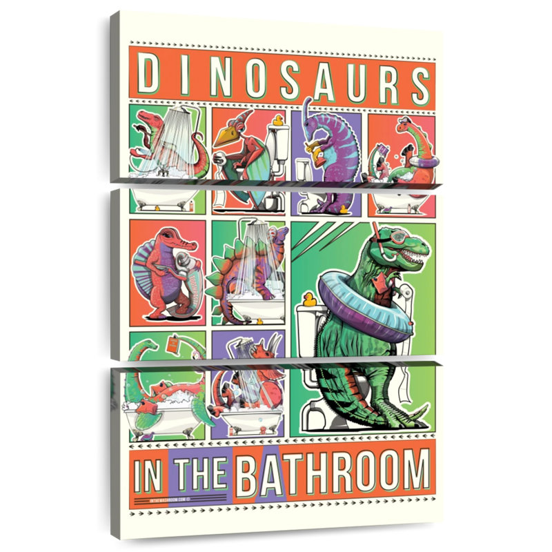 Brampt des dinosaures dans la salle de bain, H 74 po x l 48 po