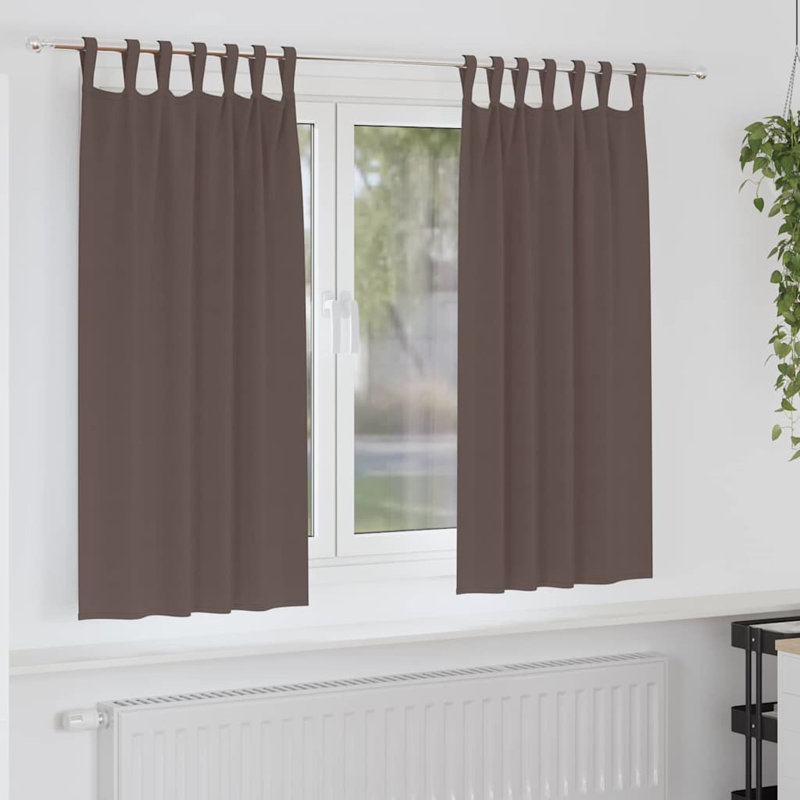 Curtains With Curtains 2 Pcs Polyester, 175cm Width x 140cm Drop, Dark Brown