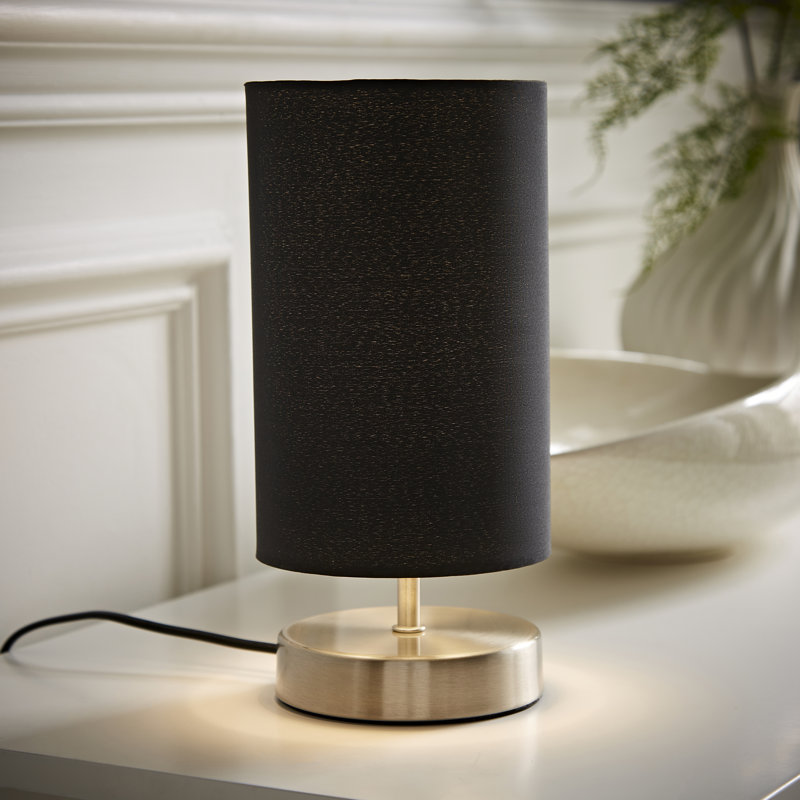Romica Metal Table Lamp, Brushed Chrome, Yes, Black