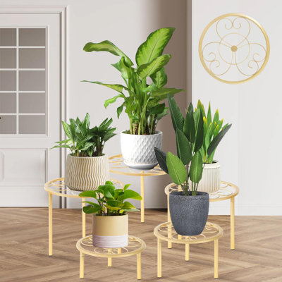 Five Different Sizes Of Round Metal Flower Pot Stands, Suitable For Indoor And Outdoor Home Decoration by Arlmont & Co.