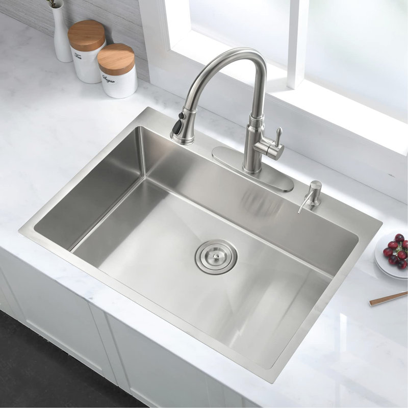 Évier de cuisine Heat en acier inoxydable 30 po avec cuve spacieuse et enduit de crépine à panier de 3,5 po