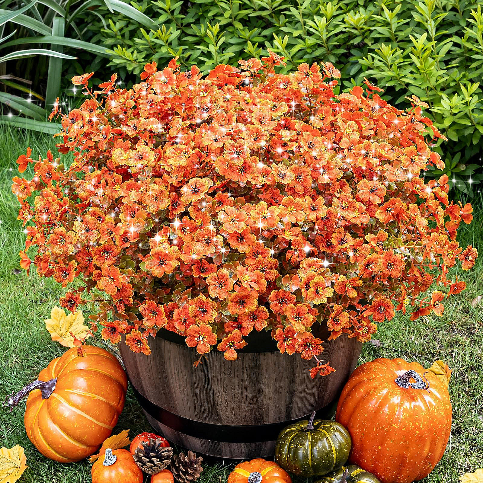Primrue 20 Bundles Artificial Fake Mums For Outdoor Fake Plants For ...