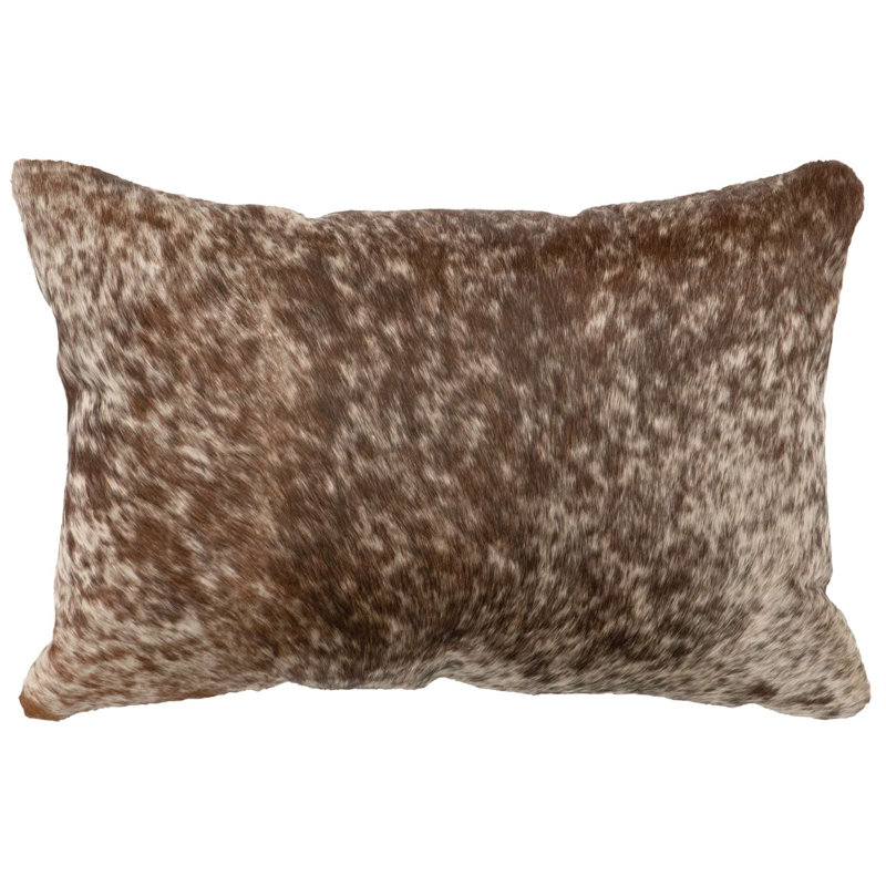 Wooded River Dark Brown Speckled Leather Pillow - Fabric Back, Suede