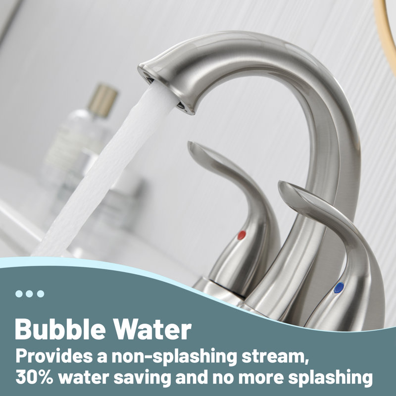 Brushed Nickel 2-Handle Centerset Bathroom Faucet with Pop-Up Drain