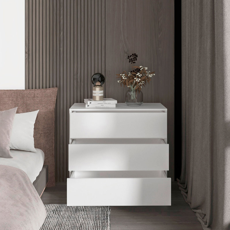 Commode blanche à 3 tiroirs, Blanc