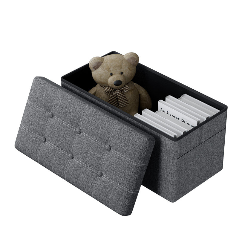Fleurance 76cm Wide Tufted Rectangle No Pattern Footstool Ottoman with Storage, Light Grey