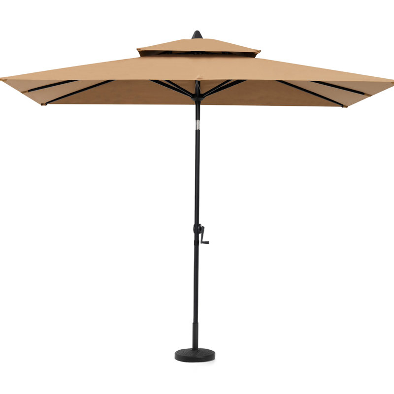 Parasol de marché rectangulaire 59 po x 106 po, base lestée incluse, Tanné