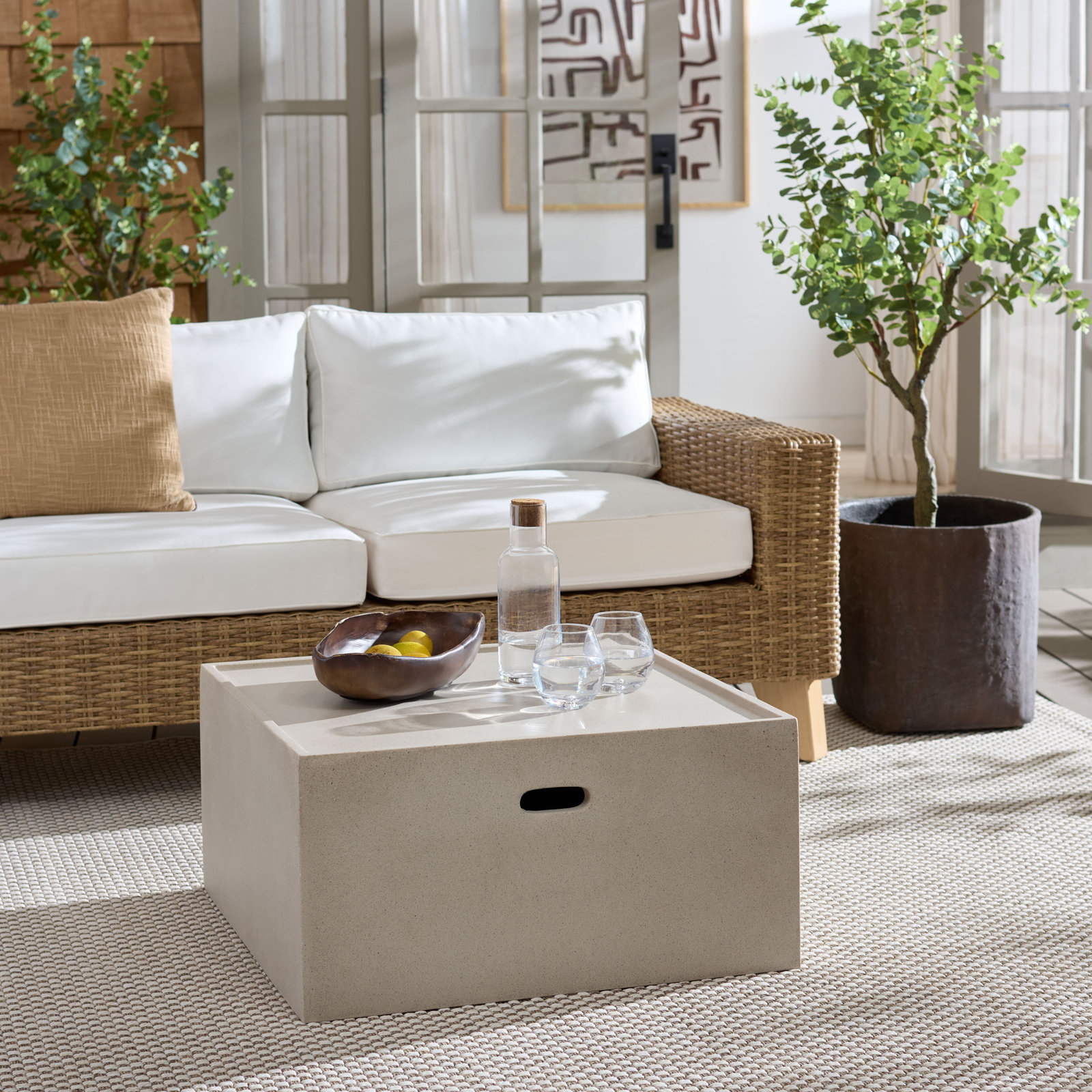 Hardesty 27" Patio Table, Beige