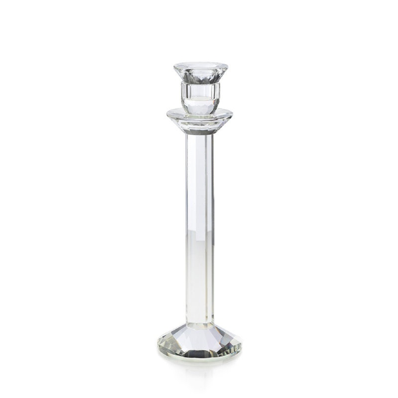 Bougeoir de table en cristal, H 8,5 po x l 3,15 po x P 3,15 po