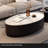 Modern 47" Oval Coffee Table With Storage, White Faux Marble Top & Black Metal Base-1150411784
