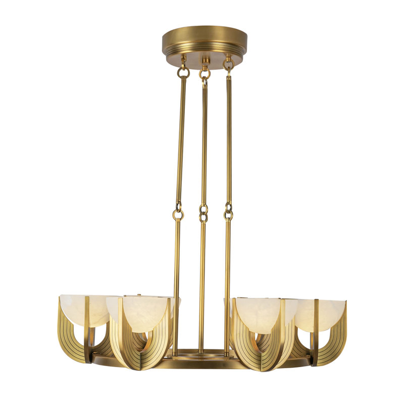 Colette Steel LED Chandelier by Elisa Carlucci, Vintage Brass, 6, 6.25" H x 27.25" W x 27.25" D