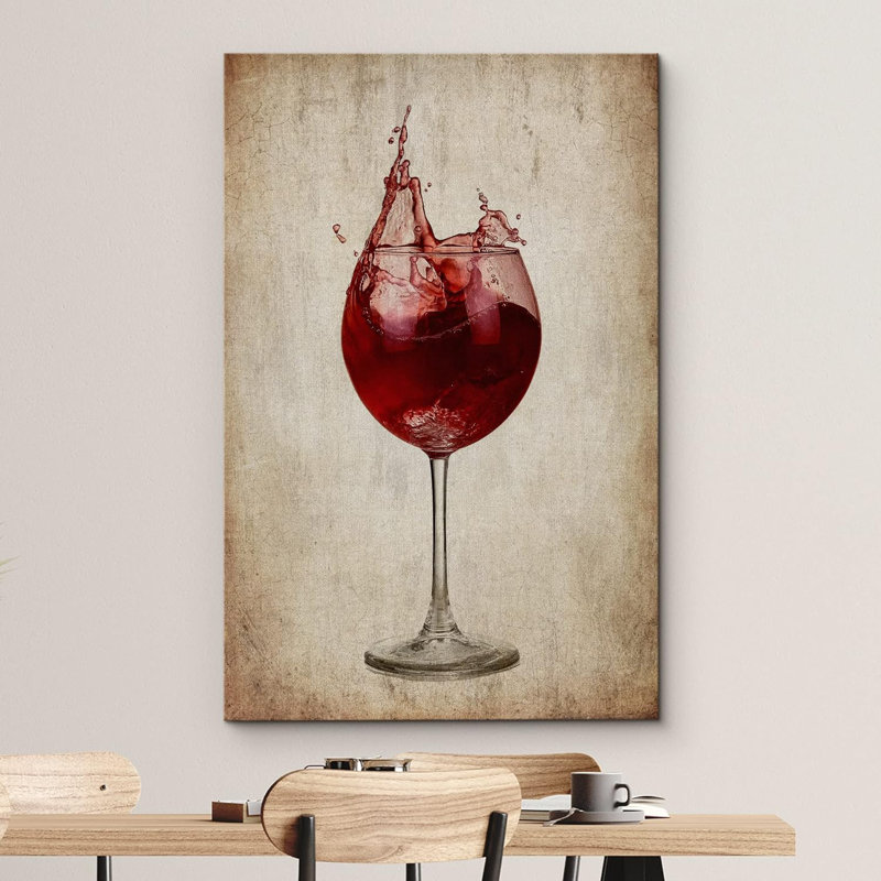 «Retro Vintage Fancy Red Wine Splash», reproduction sur toile, H 18 po x l 12 po x P 1,5 po