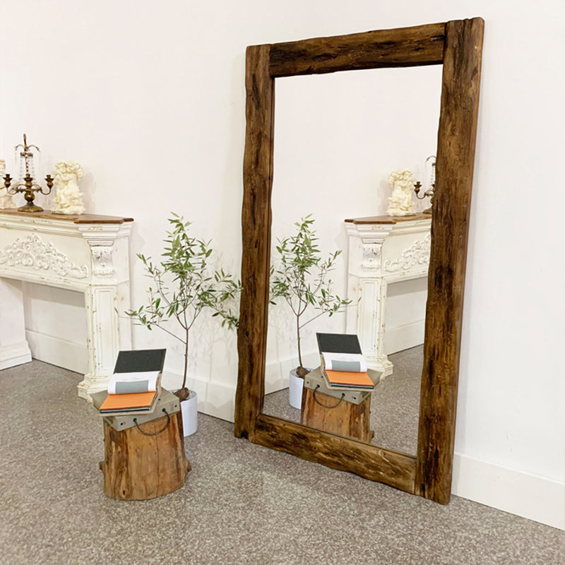 Miroir pleine grandeur rectangulaire en bois massif, 78,74 po x 47,24 po