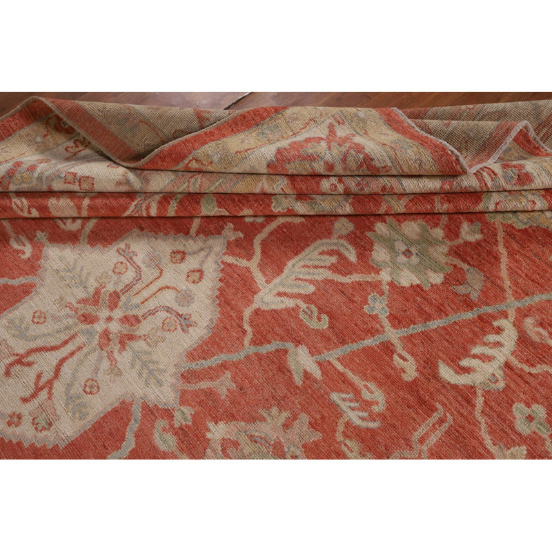 Orange Turkish Wool Oushak Vegetable Dye Area Rug 9x12