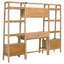 Ensemble de bureau d'ordinateur et de bibliothèque Schlesinger 4 pièces brun clair vieilli