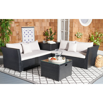 3 Piece Rattan Sectional Seating Group with Cushions by Red Barrel Studio