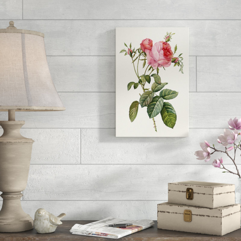 «Redoute's Rose II», peinture sur toile, H 18 po x l 12 po