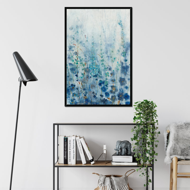 Misty Blooms I - Painting, Black Single Picture Framed Paper, 95cm H x 65cm W