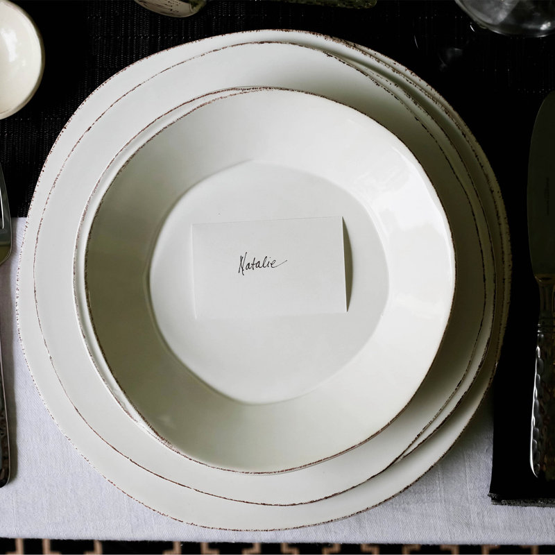 Lastra Handmade Italian Stoneware Dinner Plate, Linen