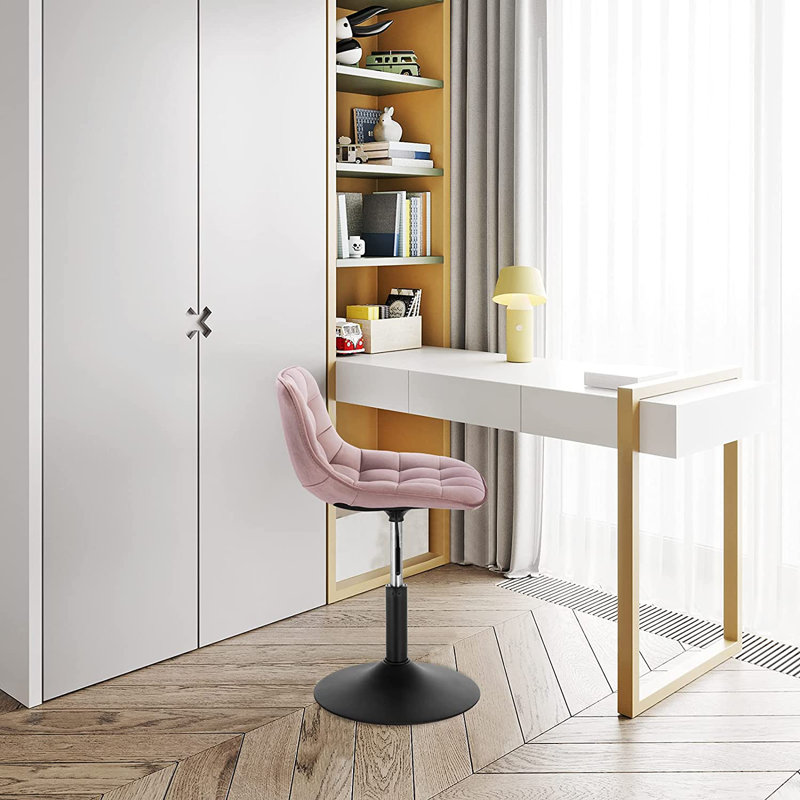 Suncrest Swivel Upholstered Velvet Adjustable Height Bar Stool with Steel Frame, Pink