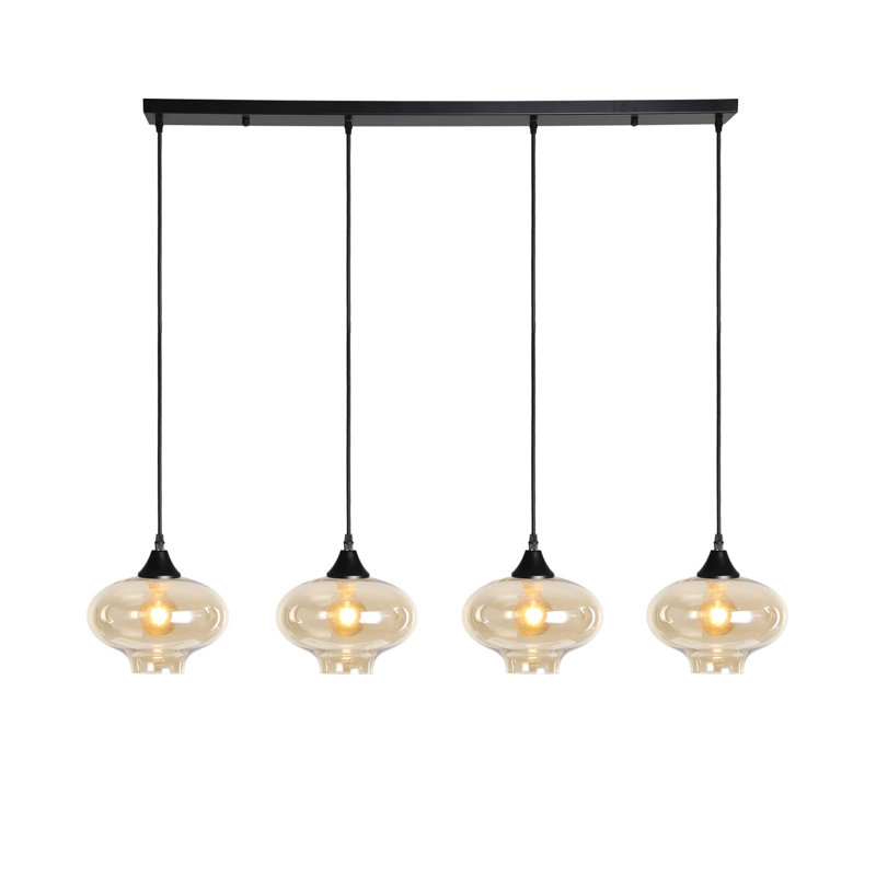 Martelly 4 - Light Kitchen Island Pendant, Amber, Black