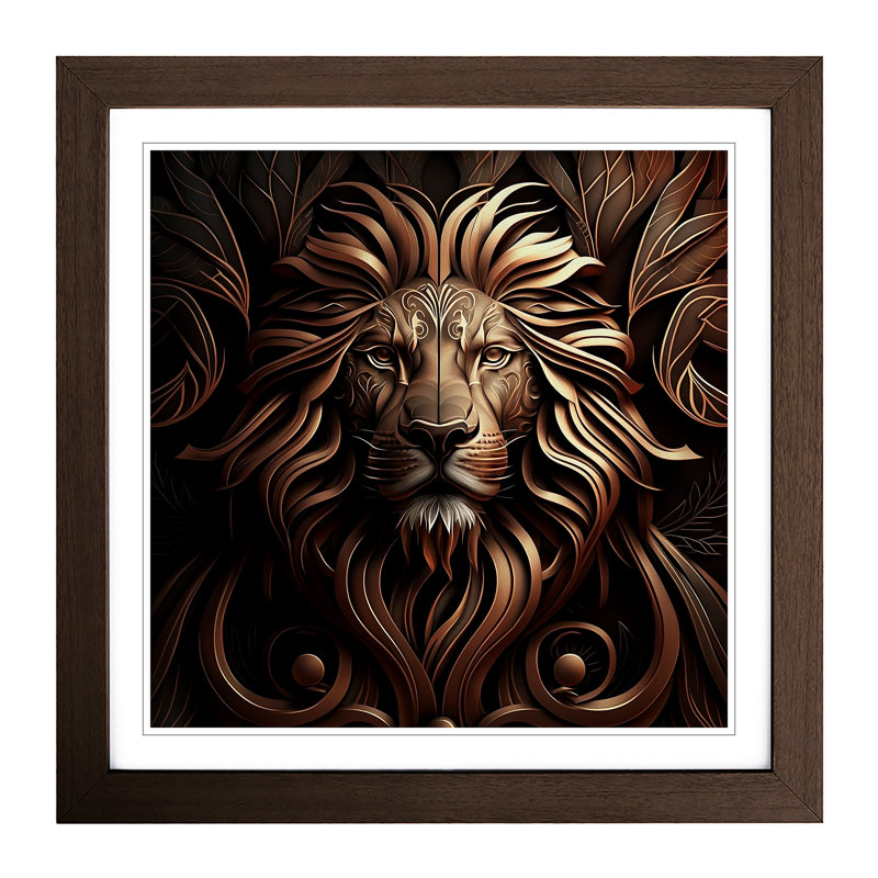 Lion Art Deco - Framed Print, Walnut