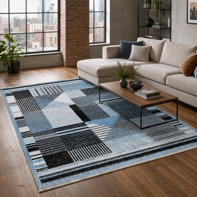 Abstract Cotton and Chenille Flatweave Area Rug