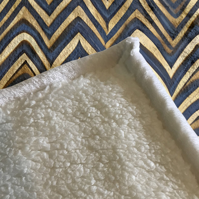 Throw Blanket, 68" W x 80" L, Blue/Yellow, Chevron/Abstract