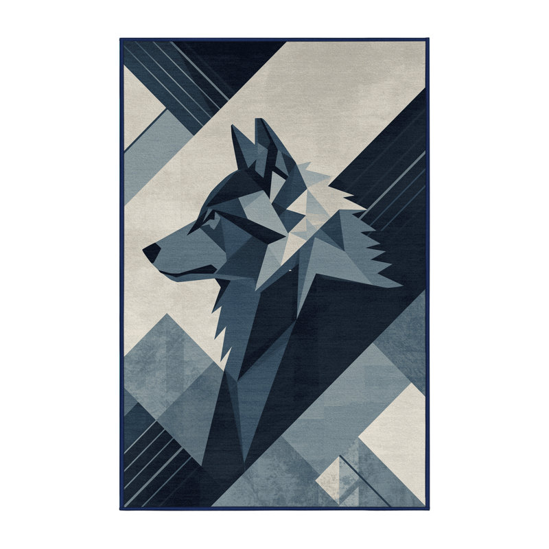 Tapis gris lavable à la machine Pavli Wolf, 8 x 10