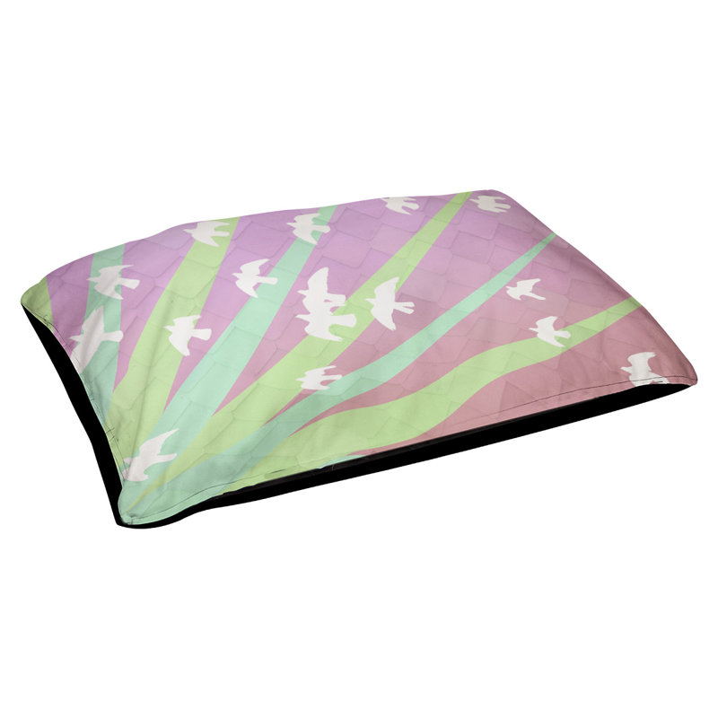 Coussin stylisés d’oiseaux et de soleil Burien, L 19,5 po x l 29,5 po, Vert/rose/noir
