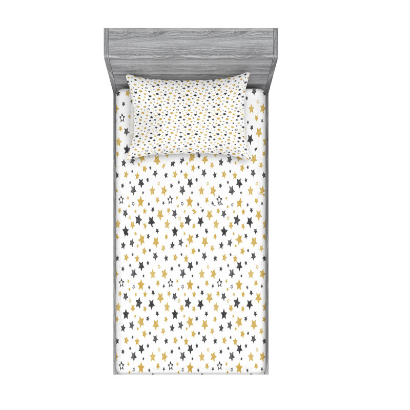 Microfiber Floral Sheet Set, Twin Sheet Set with Fitted Sheet, Star Cosmos Galaxy Geometric