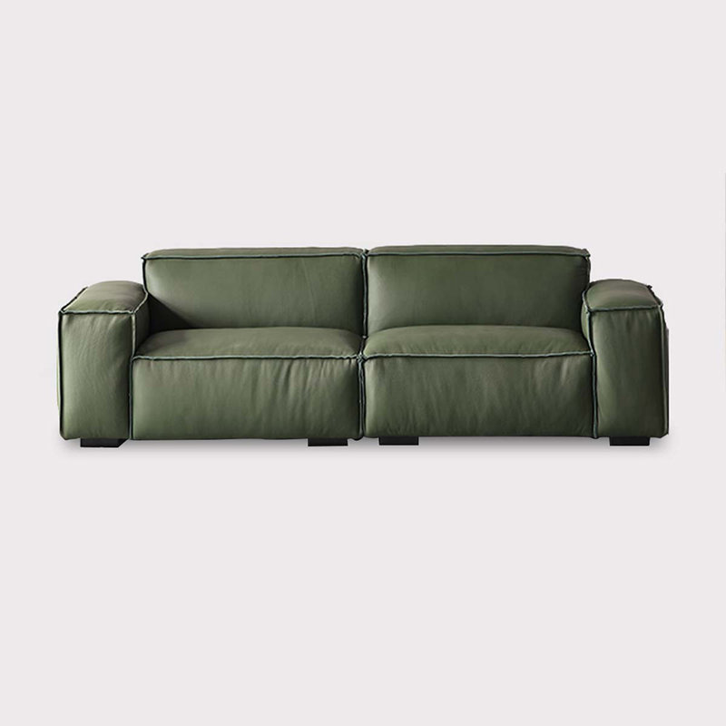 Causeuse-coussin modulaire en cuir véritable vert