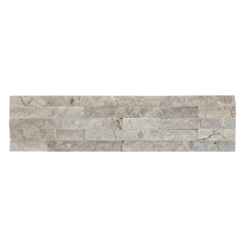 Slender Strip 3in.x12in. Split Face Marble Wall Tile, Vanilla