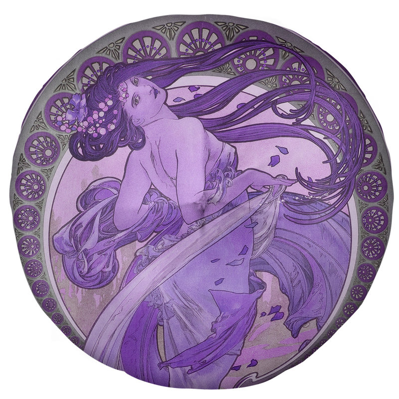 Oreiller de plancher Alphonse Mucha the Dance, 27,5 po x 55,5 po, Mauve