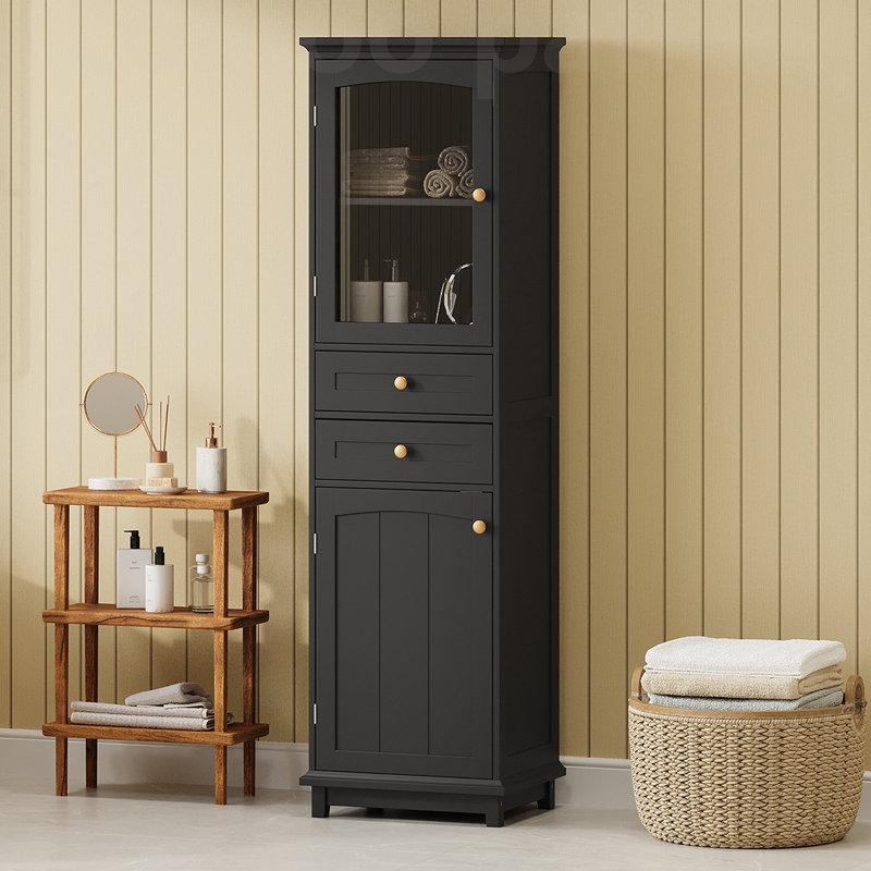 Armoire à linge autoportante Helmtrude, Noir
