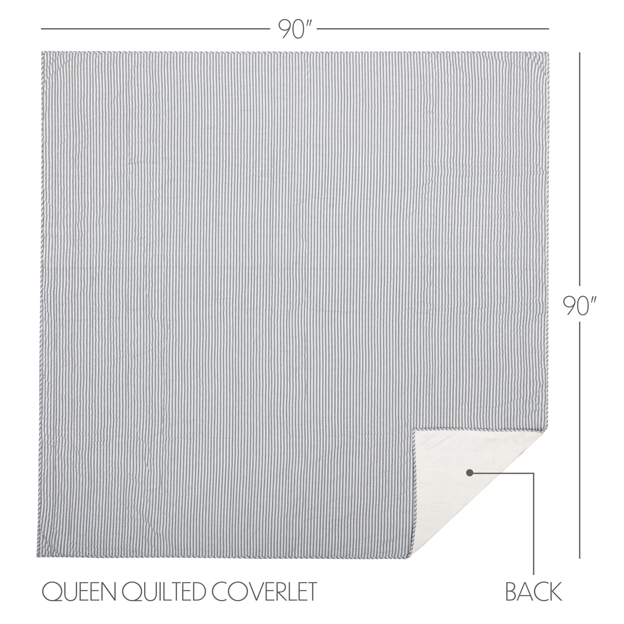 Sawyer Mill Ticking Stripe Quilt Coverlet, Queen, Demin Blue & Soft White