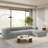 122" Right-Facing L-Shaped Sectional Sofa Set With Chaise Lounge, Stain-Resistant Fabric, No Assembly Needed-114236184