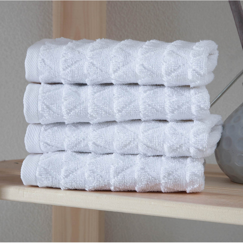 Ensemble de serviettes 4 pièces en coton turc Spotts, Blanc