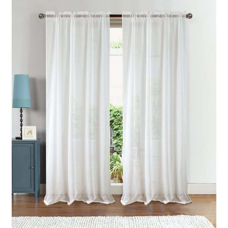 Landrienne Sheer Curtain Single Panel, White