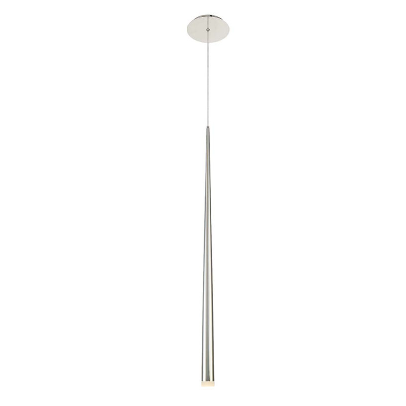 Cascade 1 - Light LED Pendant, 19" H x 6.5" W x 6.5" D, Polished Nickel