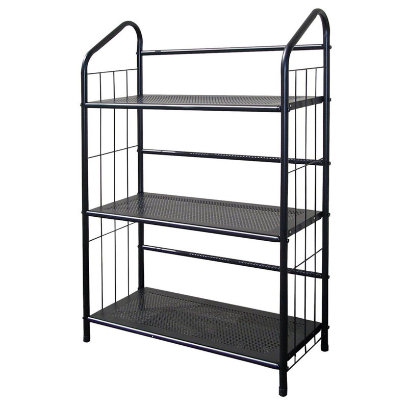 Fogg Black Metal Standing Book Shelf, (3 Shelves) 37" H x 26" W x 13.5" D