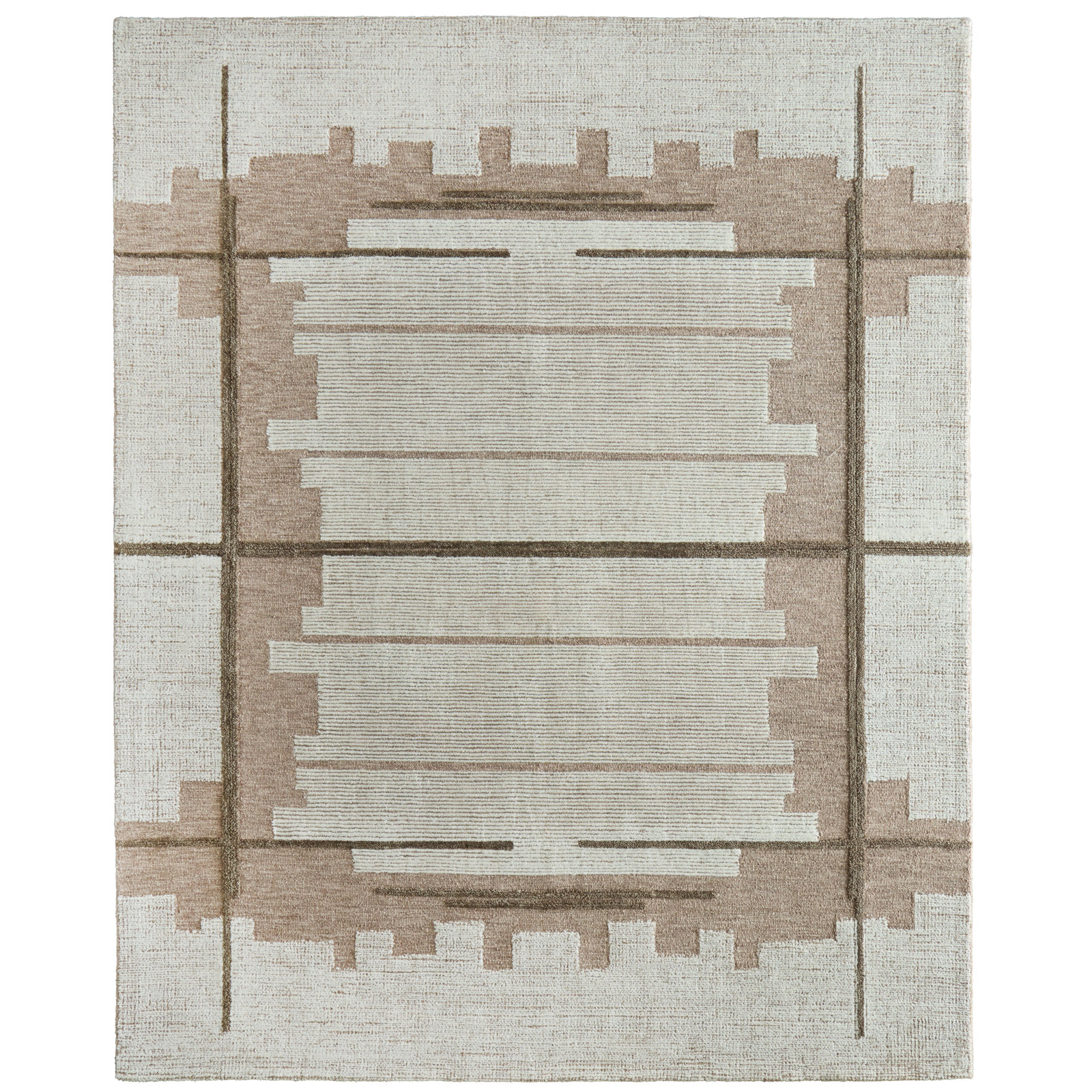 Timitra Modern Geometric Area Rug, Ivory, Rectangle 5' x 8'