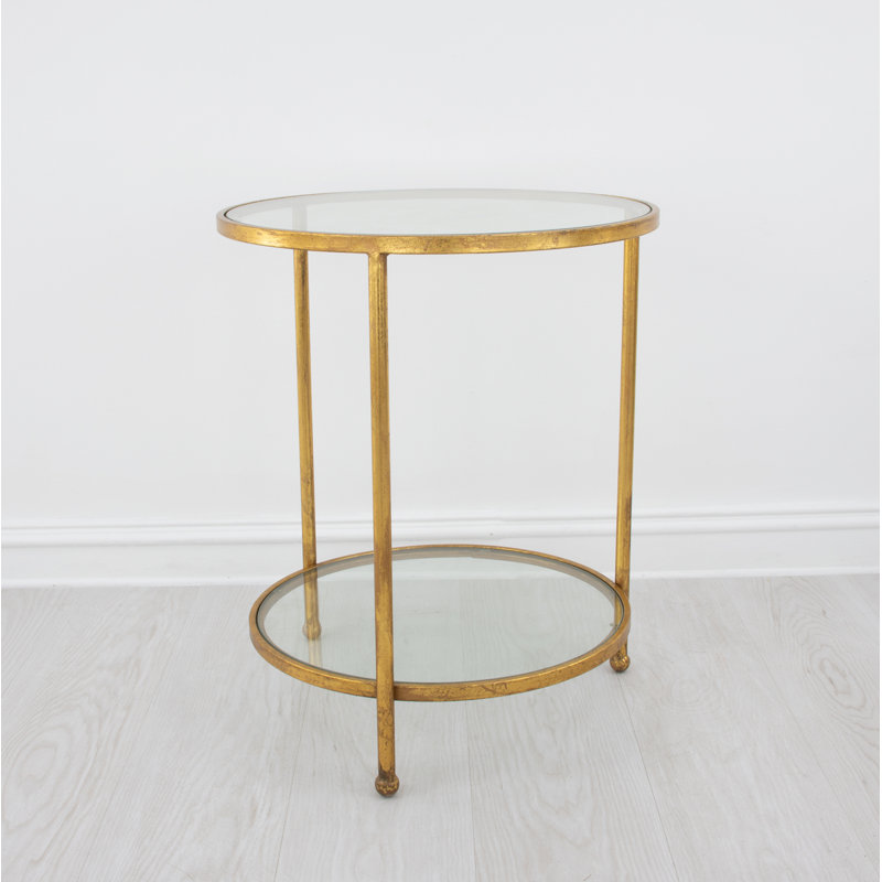 Lilia End Table, Antiqued Gold Leaf