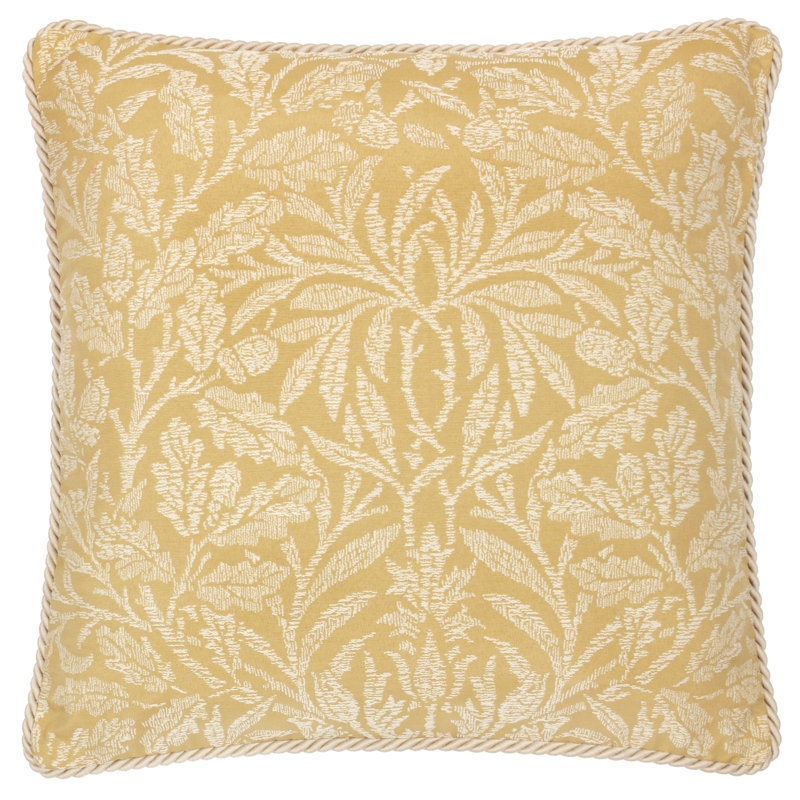 Acorn Tonal Down Blend Floral Square Throw Cushion, Yellow