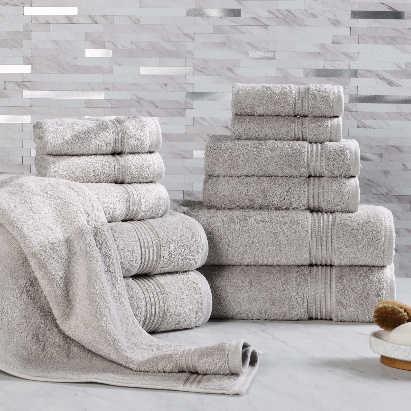 Guadlupe 12-Piece Egyptian Cotton Towel Set, Silver