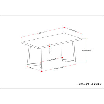 Table de salle à manger Watkins de couleur brun pâle