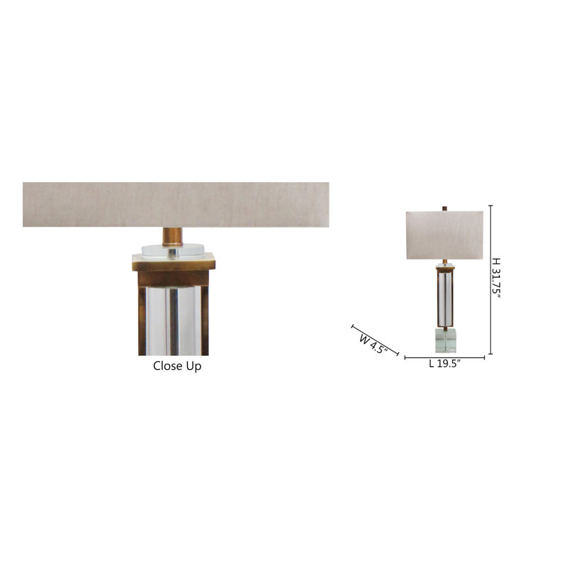 Lampe de table 1 lumière en cristal et nickel poli Ramses, Naturel, Laiton antique