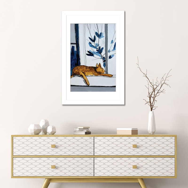 Lazy Morning - reproduction d'art murale - papier d'art encadré, H 24 po x l 16 po, Blanc