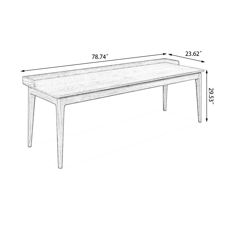 Light-walnut Rectangular Solid Wood desk, 31.5" H x 78.74" W x 23.62" D