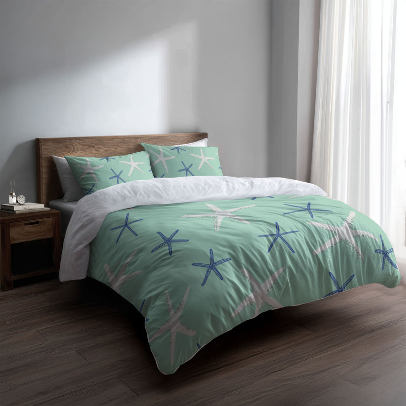 Ensemble d'édredon décoratif Starfish, Édredon simple + 2 taies d'oreiller standard, Comme neuf